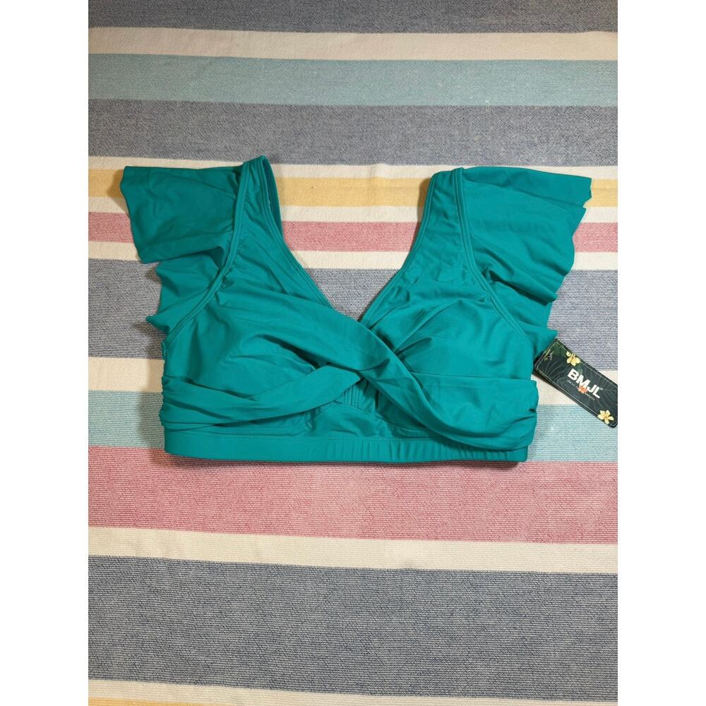 Flirty & Fresh! New With Tags Teal Twist-Front Bikini Top – Size L